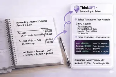 Dashboard of an AI accounting tool solving financial entries