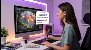 Digital artist checking if online artwork was created with artificial intelligence