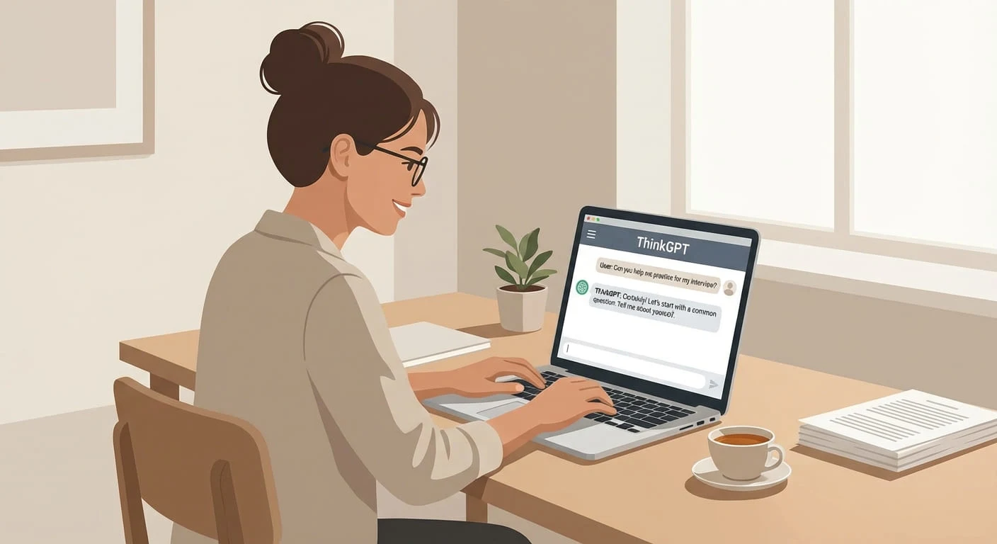 job seeker using ai chat assistant for interview and resume preparation