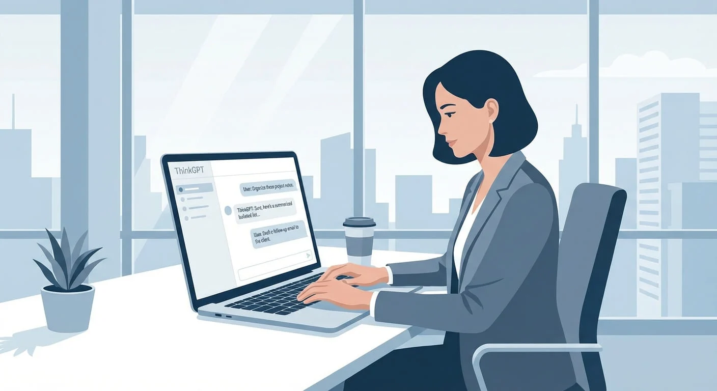 professional using ai chat assistant for communication and productivity