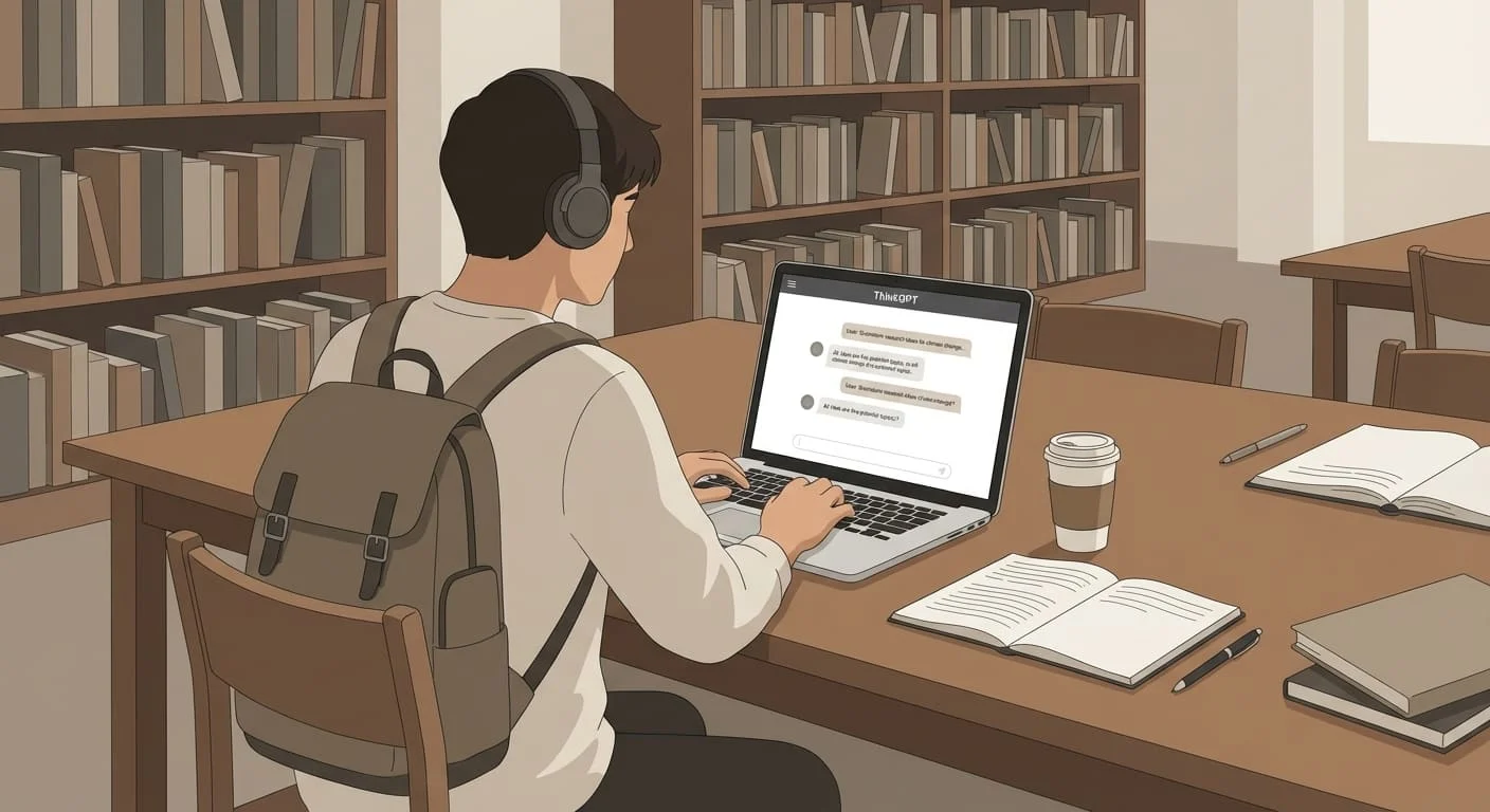 college student using ai chat assistant for research and learning support