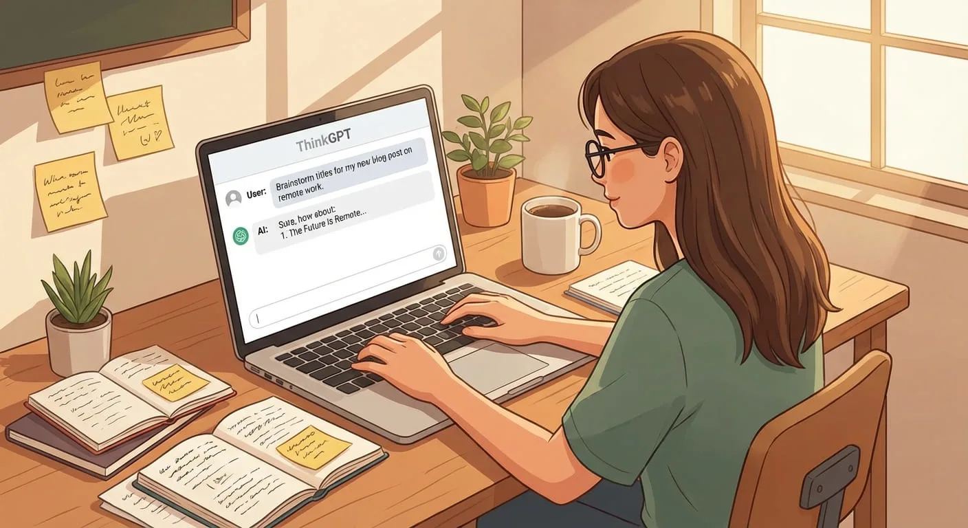 writer using ai chat assistant for content ideas and drafting
