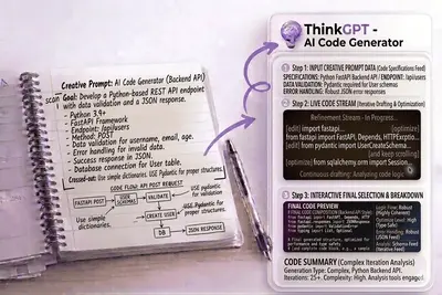 Free AI code generator tool generating code from user prompt