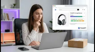 Online shopper checking if a marketplace product image is AI-generated