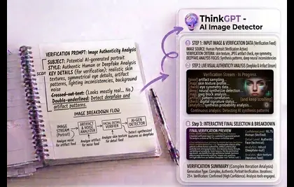 AI Image Detector interface showing an uploaded image and AI versus human probability score