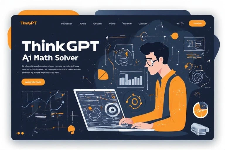 Engineer and data scientist performing technical calculations using ThinkGPT AI Math Solver on a laptop