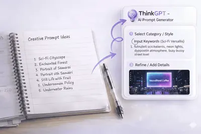 Example showing a simple idea converted into a structured AI prompt for AI tools