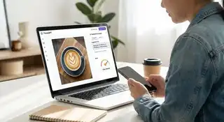 Social media manager generating captions from a photo