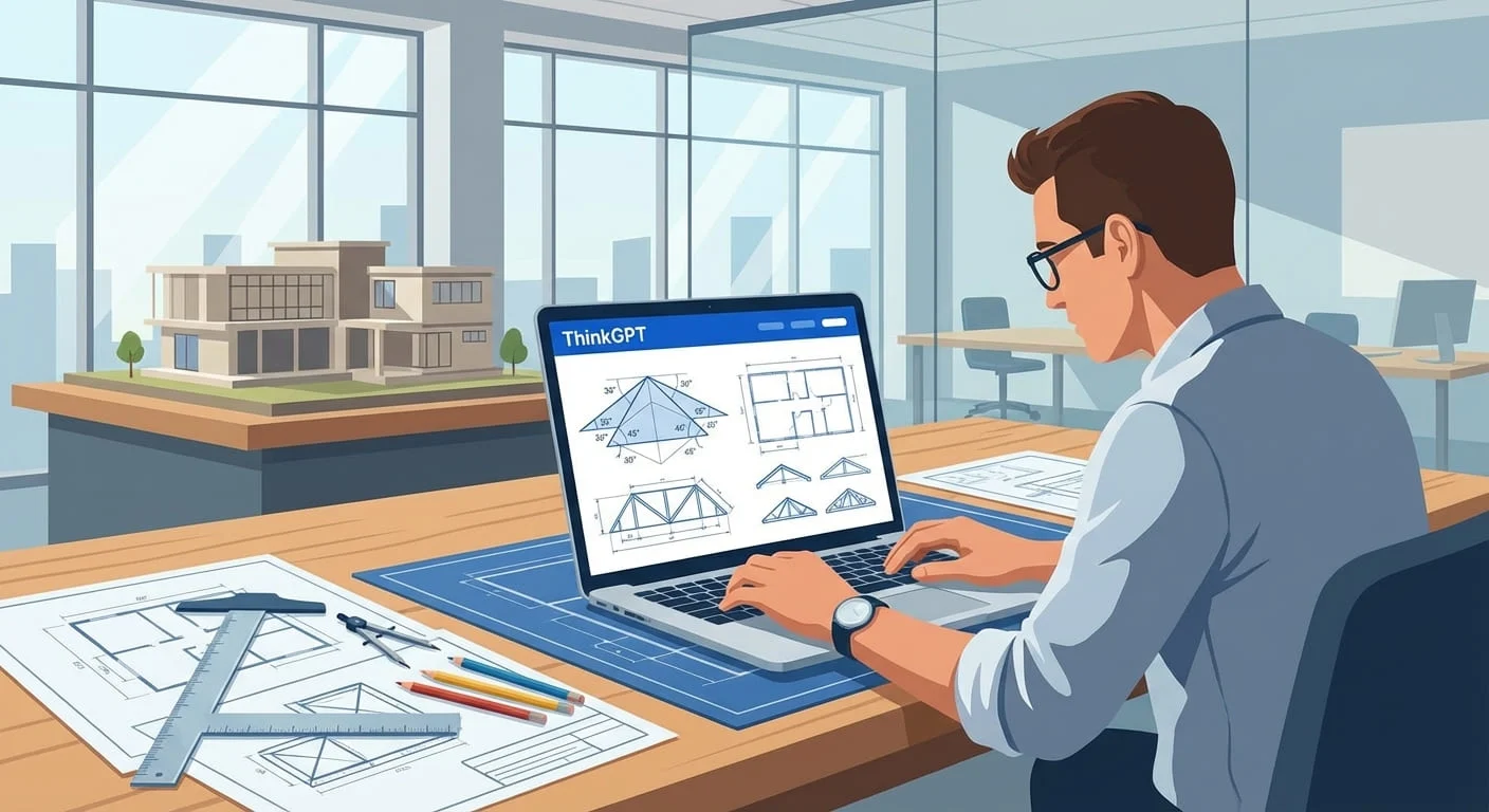 Architect calculating angles with AI geometry tool