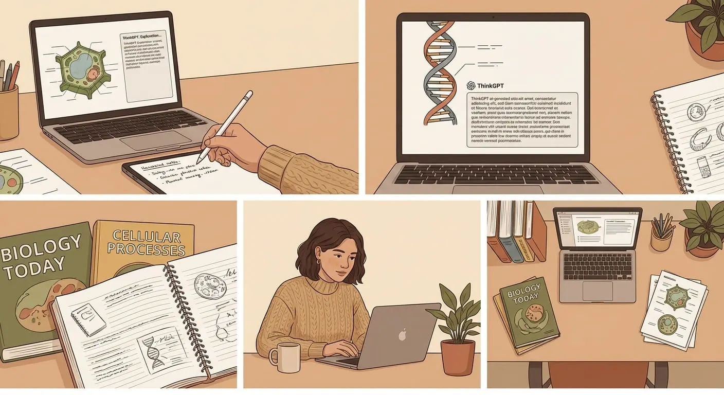 biology teacher explaining concepts and diagrams for academic learning