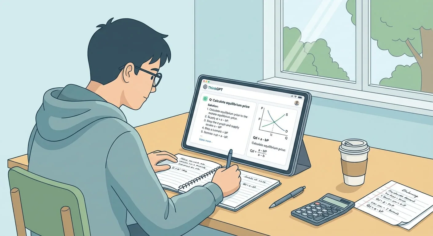 Student preparing for economics exams using an AI economics solver