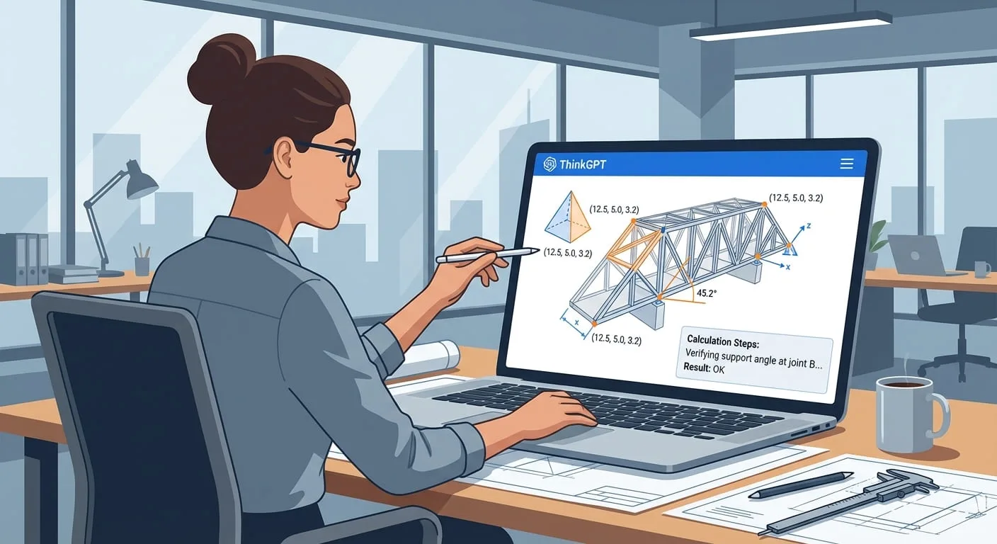 Engineer using AI geometry calculator for measurements