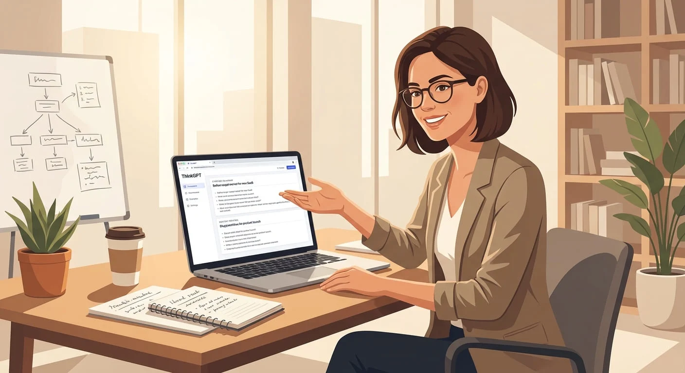 Entrepreneur planning business ideas and strategies with AI help