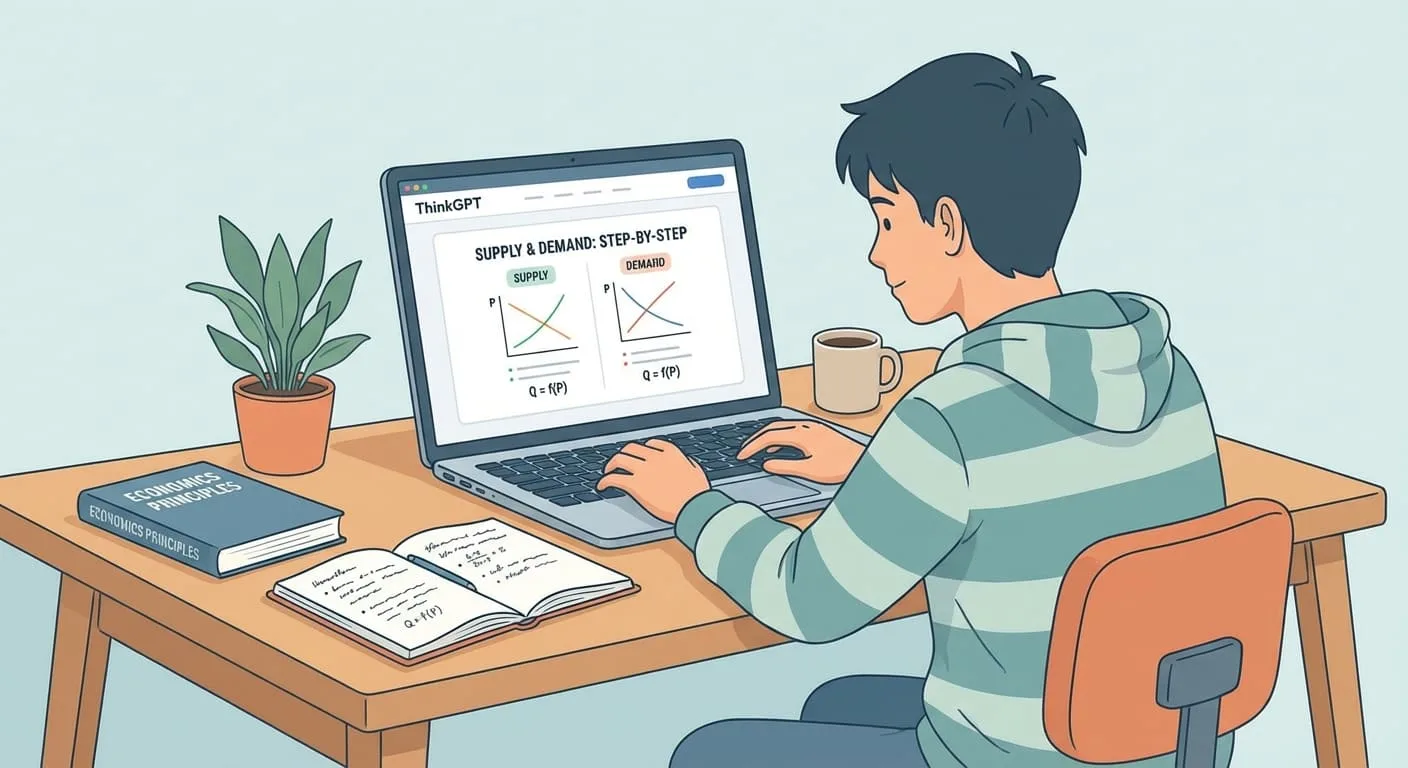High school student learning economics concepts using an AI economics solver