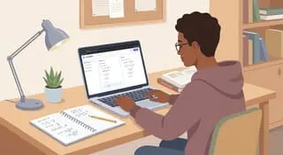 High school student solving algebra using photomath tool