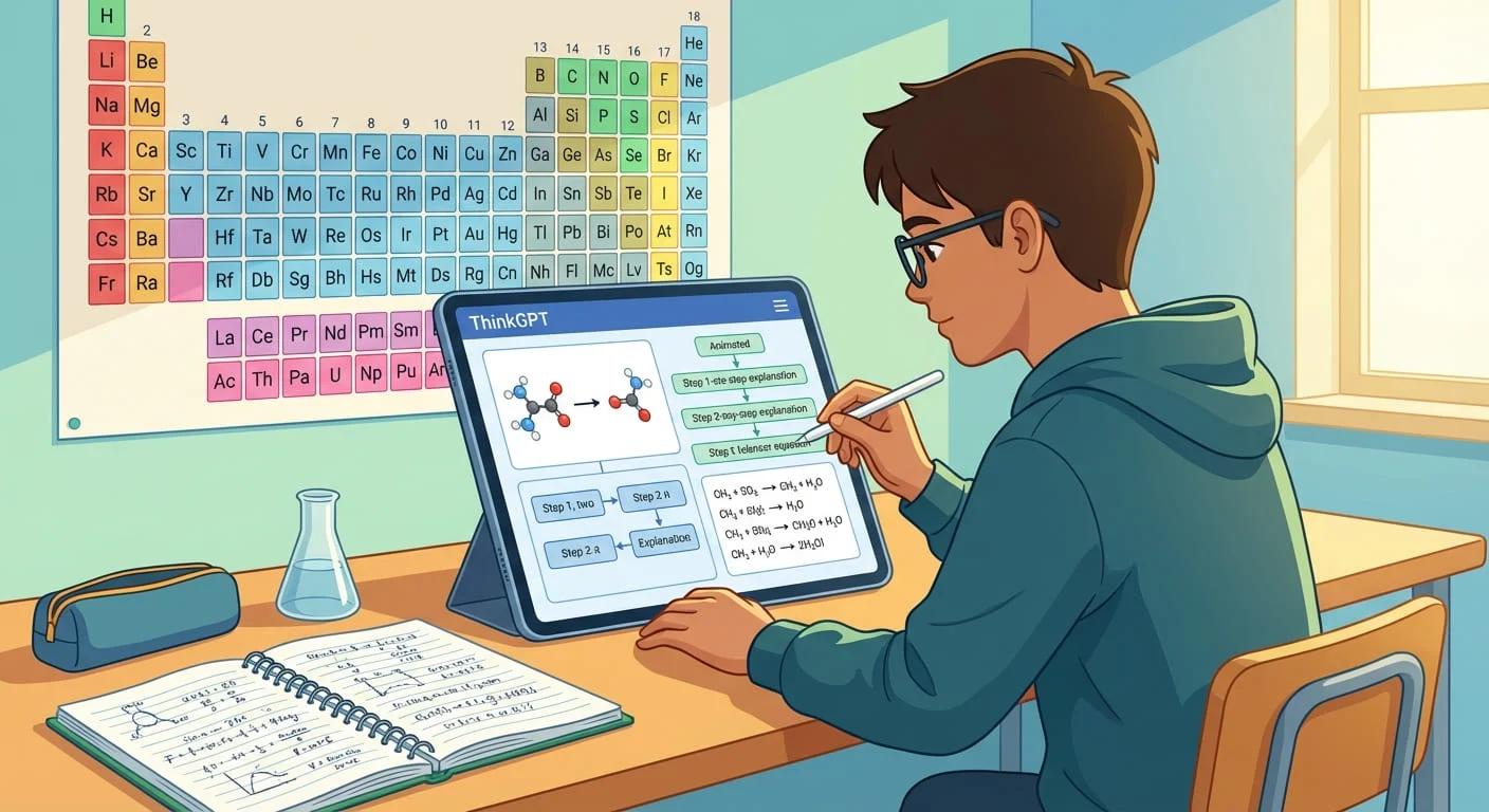 high school student studying chemical reactions