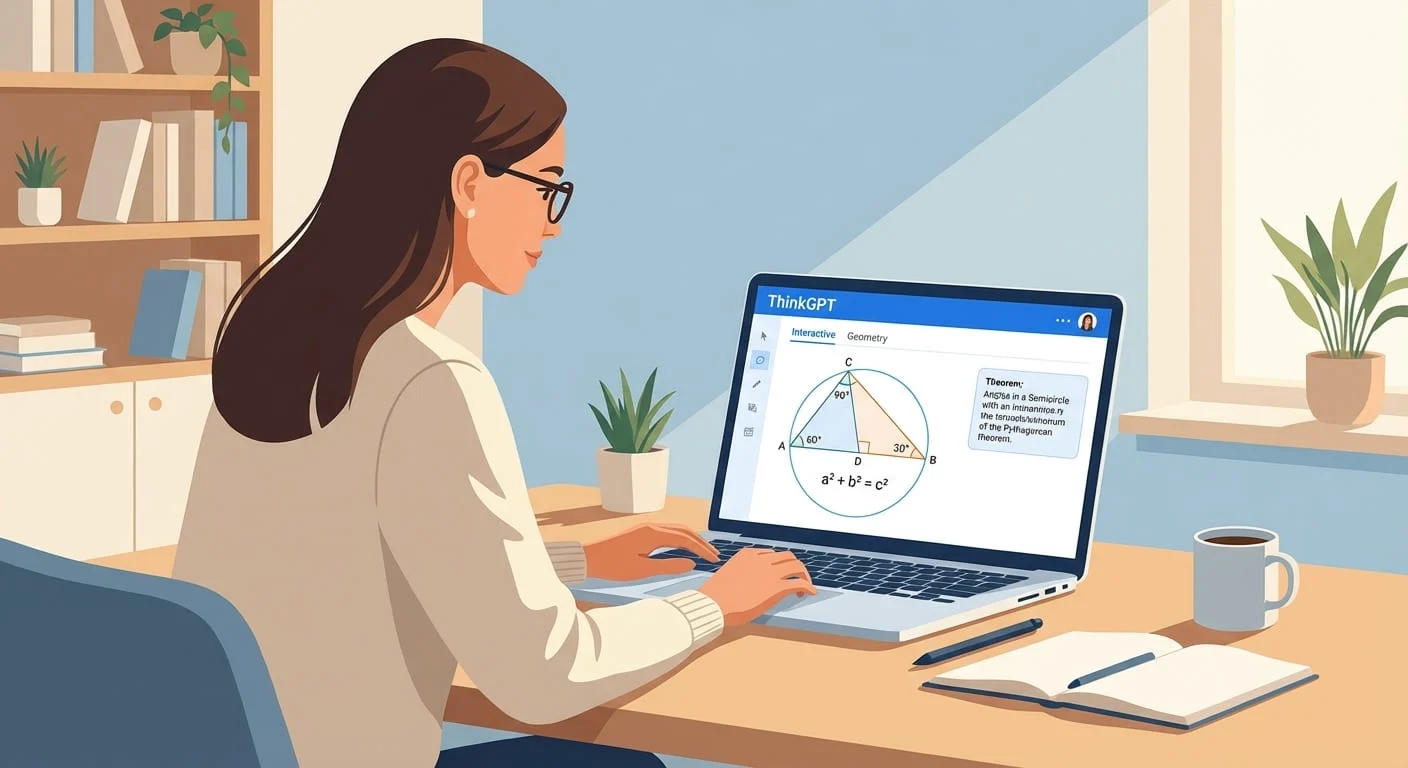 Adult learning geometry concepts with AI solver