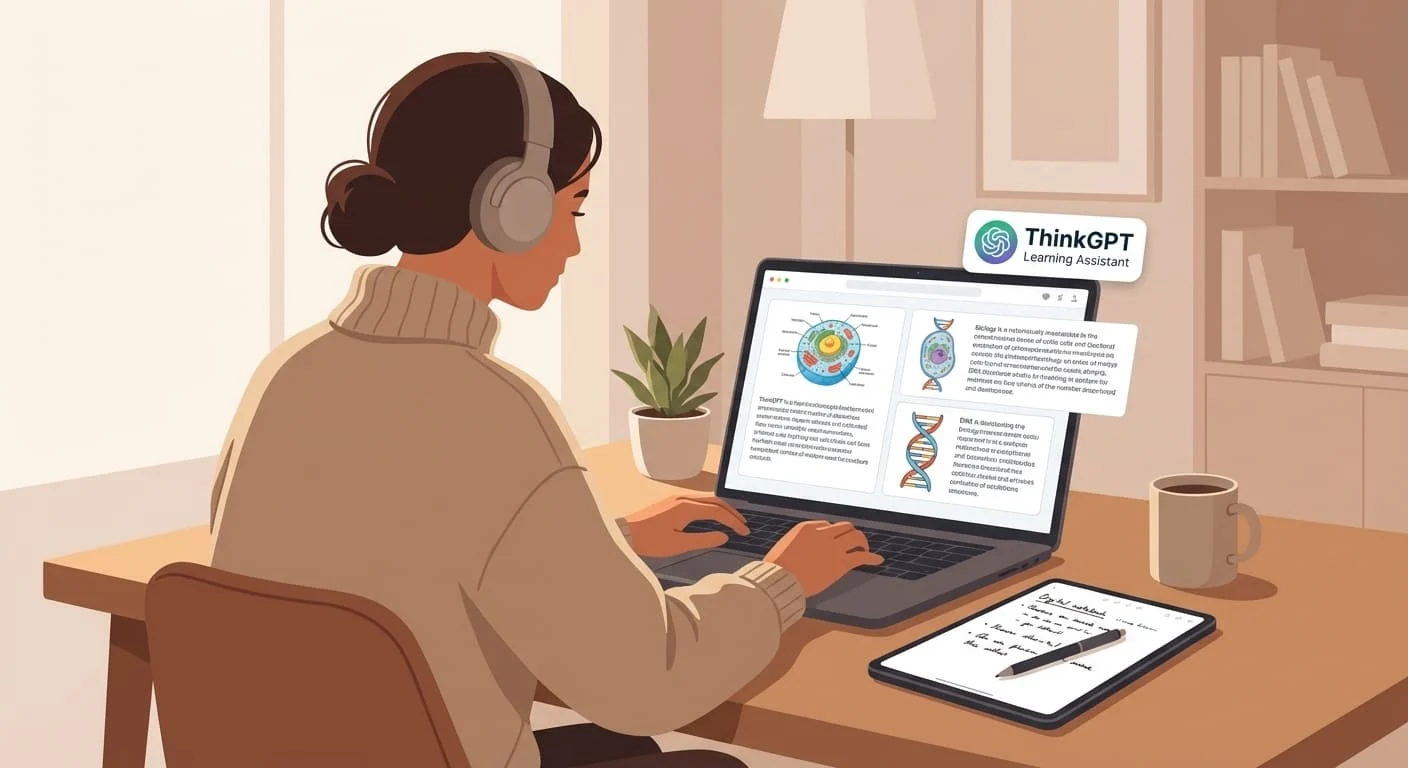 online learner studying biology concepts through digital learning tools