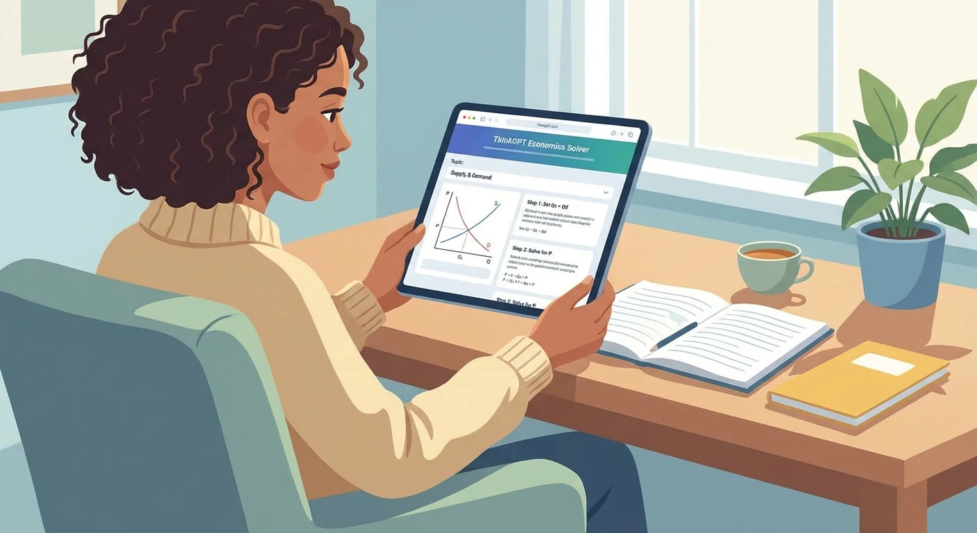 Online economics learner reviewing AI generated step by step solutions