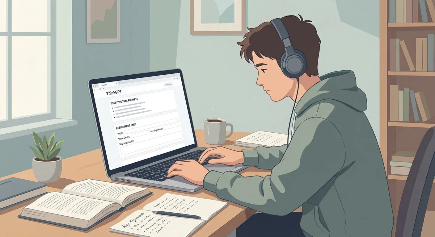 Student using AI support for studying and completing assignments