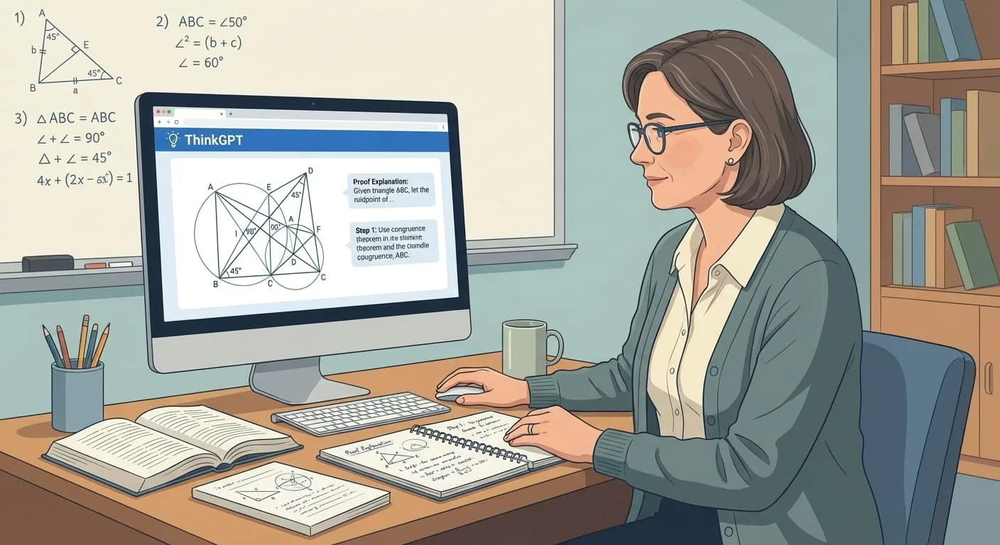 Math teacher using AI geometry tool for lessons