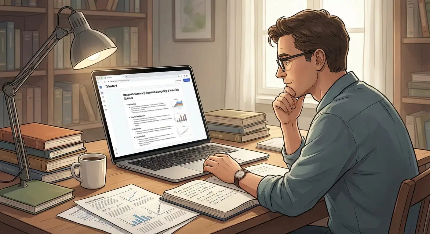 ThinkGPT AI answer generator helping researchers summarize and analyze complex topics