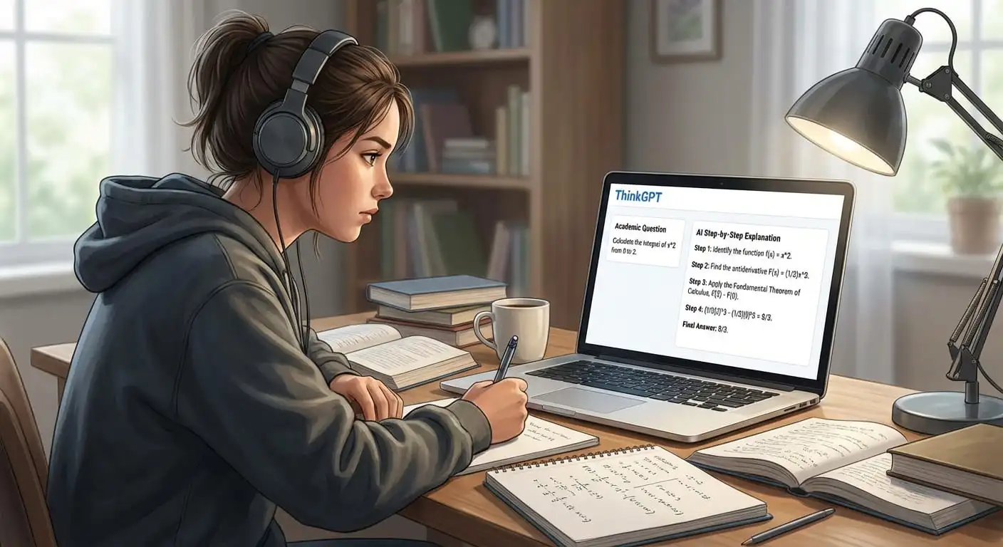 ThinkGPT AI answer generator helping students with step by step homework solutions