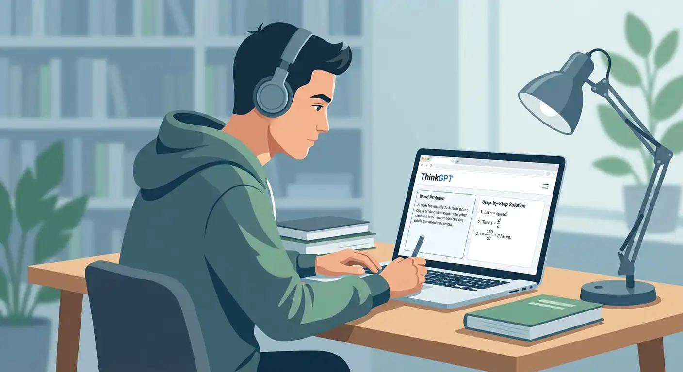 Exam aspirants preparing for SAT and GRE by solving math word problems with ThinkGPT word problem solver