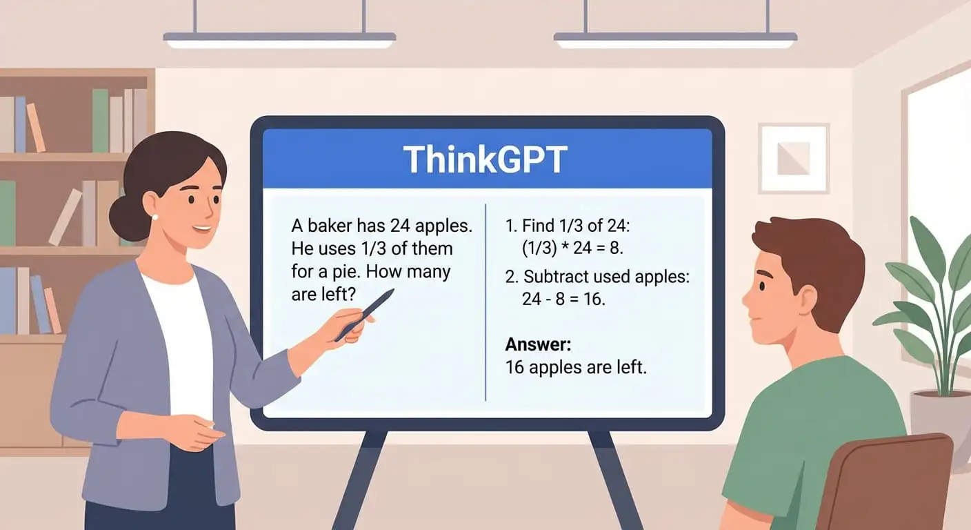 Math tutors explaining word problem solutions using ThinkGPT word problem solver with clear logic